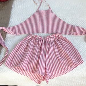 Striped Shorts and Crop Top Set